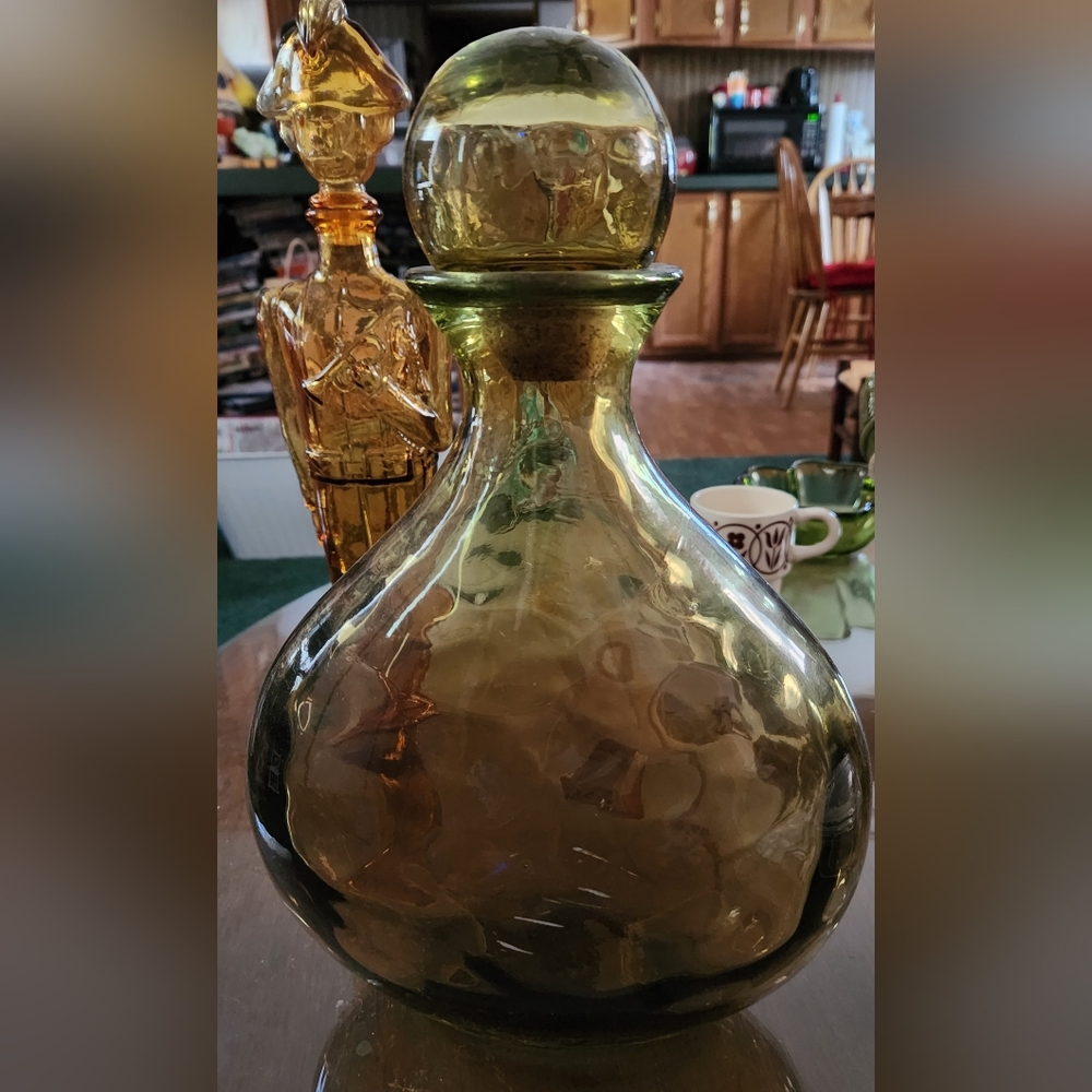 Large Amber Decanter/Genie Bottle made in Spain